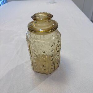 Vintage LE Smith Imperial Glass Atterbury Scroll Canister